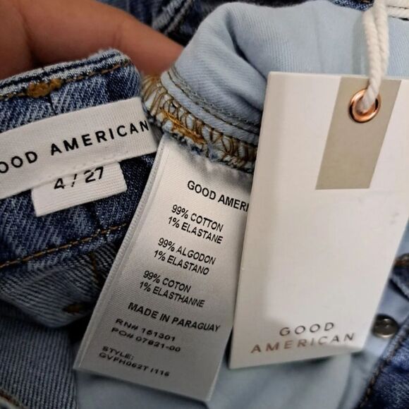 NWT Good American 4/27 Hi-Rise Straight Leg Blue Denim Jeans - Picture 3 of 5